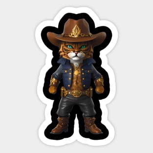 Western Whiskers: Cute Cat in Cowboy Hat and Boots Sticker